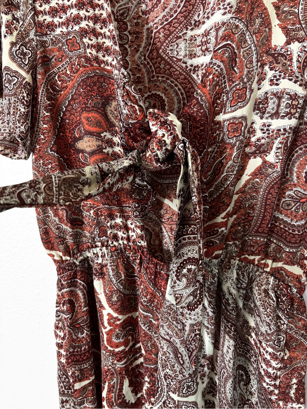 Nasty Gal Burgundy Paisley Tie Front Romper Western Boho Festival Womens Size 10 - Picture 3 of 16